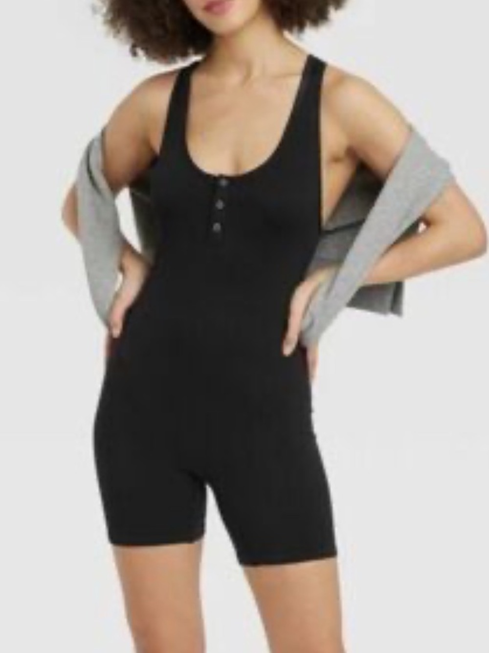 Colsie romper waffle knit Henley romper